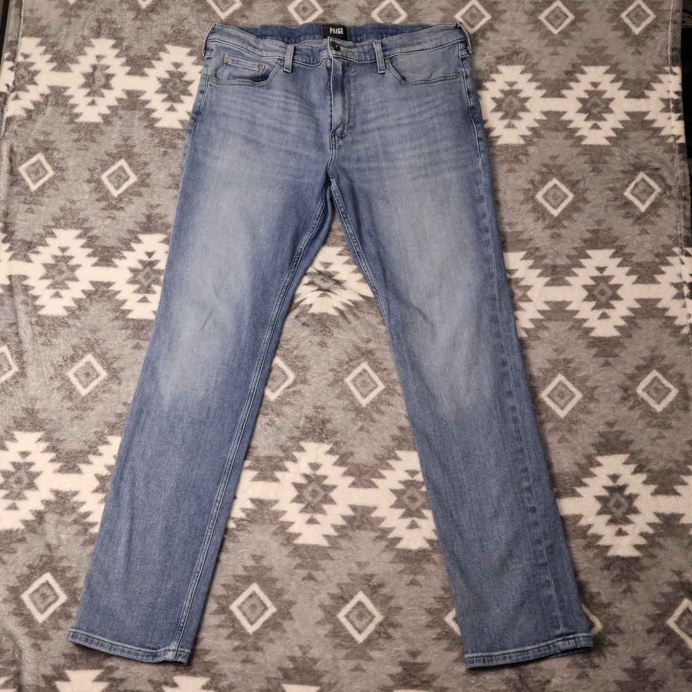 PAIGE Lennox Slim Fit Jeans Blue Mens Size 36 Premium Denim Stretch Pants